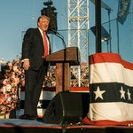 Former President Donald J. Trump at a campaign rally in Coachella, Calif., on Saturday.