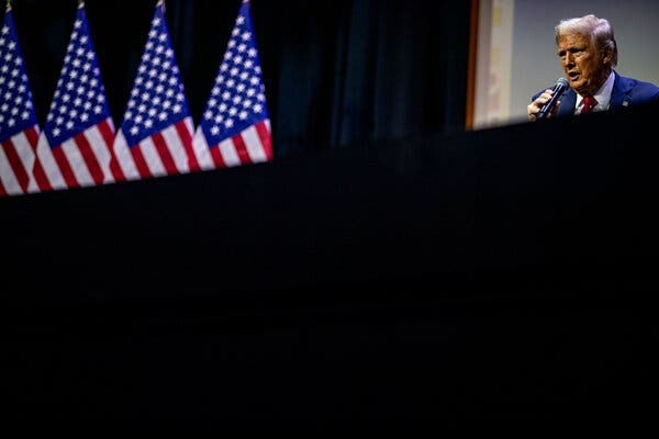 Donald Trump speaks at the Detroit Economic Club.