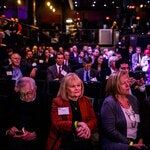 Attendees listen to Trump speak at the Detroit Economic Club last Thursday.