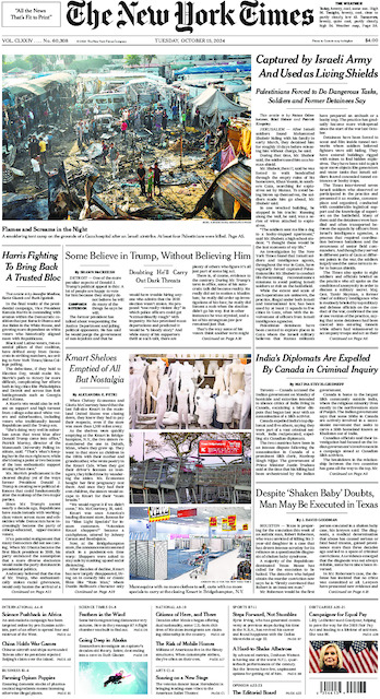 New York Times Front Page, New York Edition